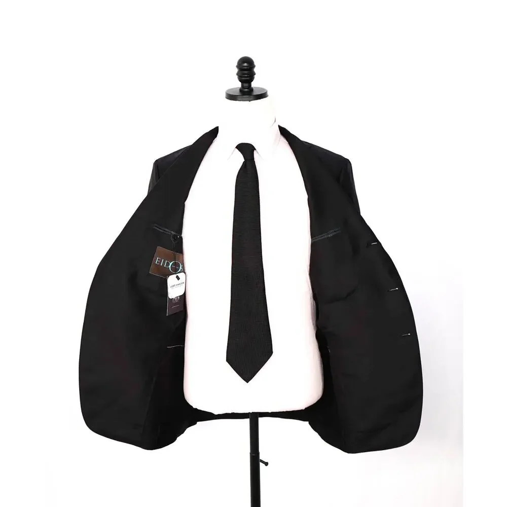 $1,495 EIDOS By ISAIA - Black PURE SILK Blazer - 40R